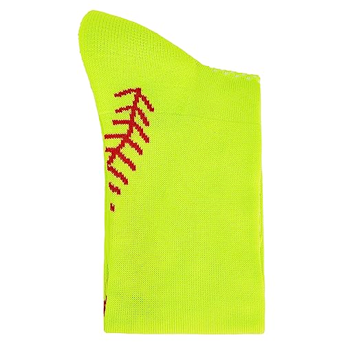 Softball Baseball Socks for Women & Girls - Medium Neon Yellow