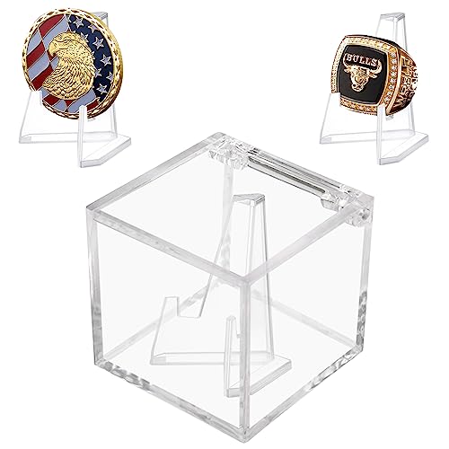 Clear Acrylic Championship Ring Display Case - 2.36 Inch Square Cube