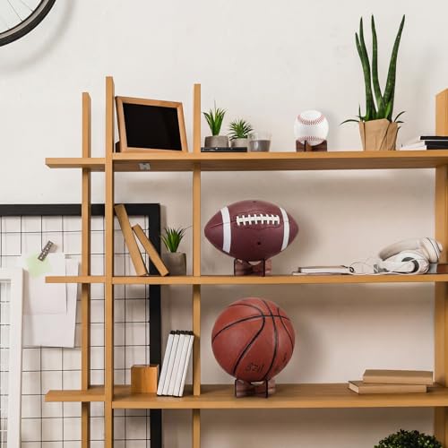 Walnut Ball Display Stand Rack - Set of 2 for Sports Balls