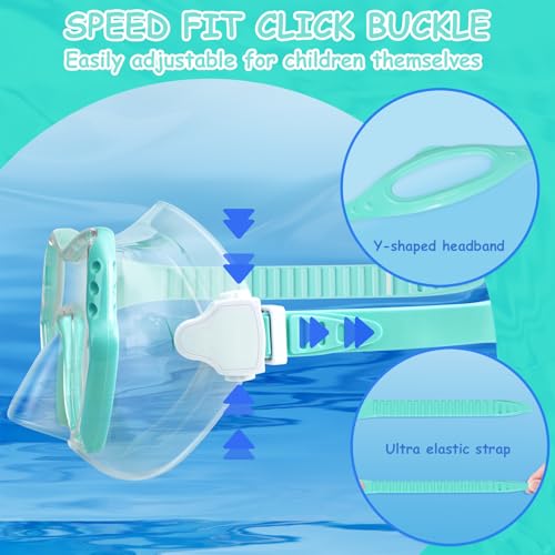 Kids Swim Goggles with Nose Cover - Macaron Green, Anti-Fog