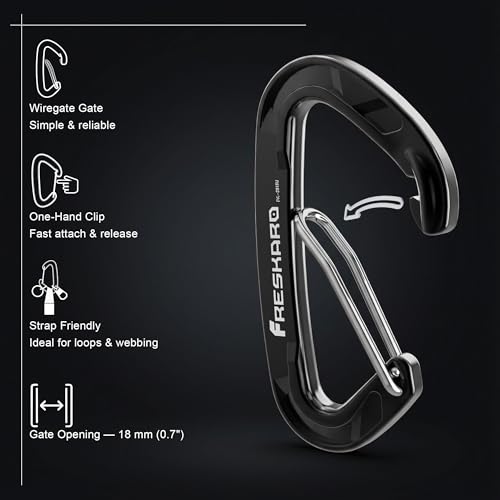 Heavy Duty Wiregate Carabiners - 15kN, 5-Pack Rainbow Colors