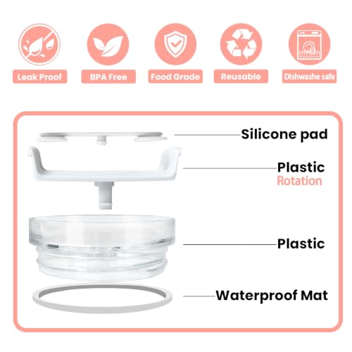 40 oz Tumbler Replacement Lid - Clear White Sliding Straw Cover