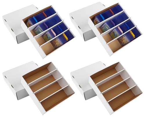 4-Pack Cardboard Sports Card Storage Boxes with Dividers - 3120 Count