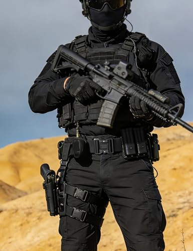 JUKMO Men's Tactical Gun Belt Set 2.0 Inches with Gift Box, Black, Large (30-34" Waist)