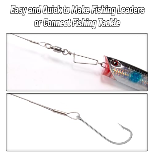 Fishing Leader Wire 32.8ft 80LB with 20 Crimp Sleeves - Nylon Coated Stainless Steel