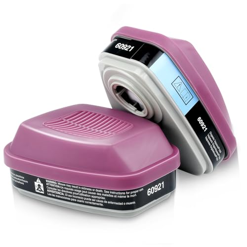 60921 Respirator Filter Cartridges (1 Pair) - P100 Particulate & Organic Vapor Protection - Compatible with 6000, 7000, FF-400 Series Half/Full Face Respirators - for Painting, Dust (1 Pair)