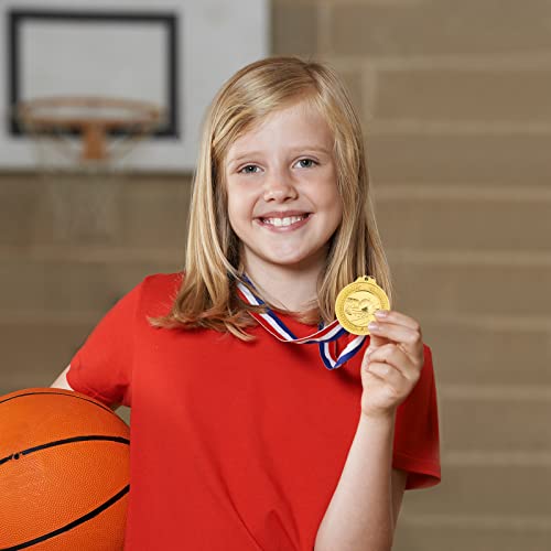 Petutu 12 Pack 2 Inch Gold Basketball Medals with Ribbons - Award Trophies