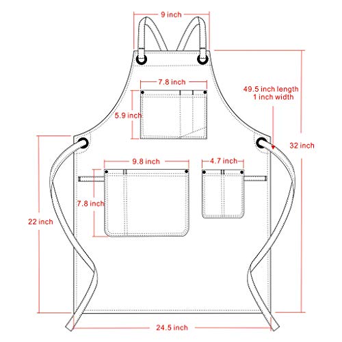 Jeanerlor - Denim Apron With Pockets for Women and Men - Washing Style | Adjustable S to XXL