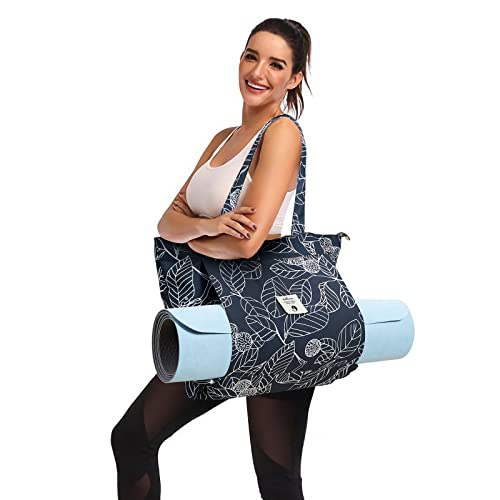 Yoga Mat Carrier Bag - Leaf Canvas Tote for Gym & Travel