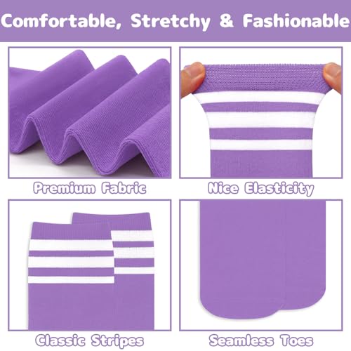 Toddler Soccer & Baseball Socks - 3 Pack for Ages 3-6 - Purple, White & Pink, White & Rose