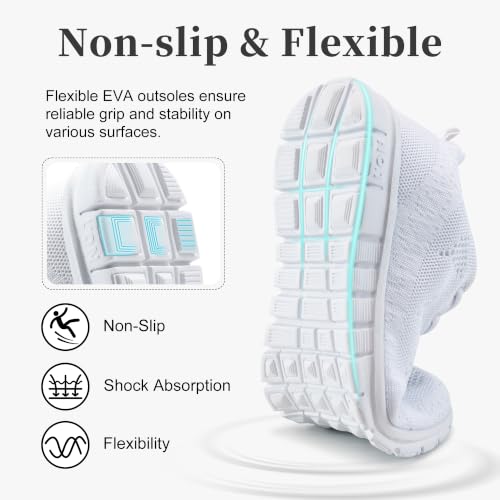 FUDYNMALC Womens Tennis Shoes - Lightweight Comfortable White 8.5