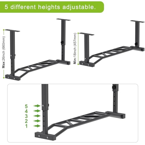 Heavy Duty 48" Ceiling Mounted Pull Up Bar - Multi-Grip 8.3"x2"
