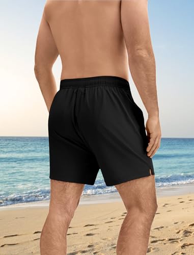 Men's Swim Trunks with Compression Liner - X-Large Black