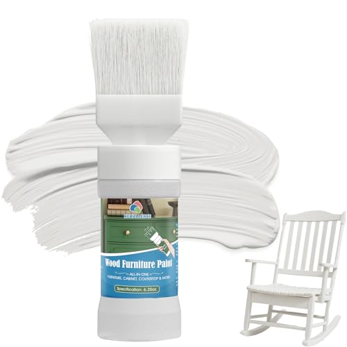 Wood Furniture Paint for Cabinets, Doors, Tables, Chairs and Dressers All In One Refinishing Matte Wood Paint Kit Water-Based No Need Prime No Varnish Easy to Use 6.35oz-1 Pack (Pure White)