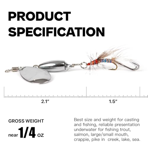 10 Pcs Trout Spinner Lures with Stimulator & Rooster Tail - Hand-Tied Fishing Baits for Bass Pike Salmon
