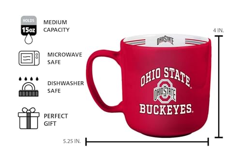 15oz NCAA Ohio State Buckeyes Ceramic Mug - Team Stripes, Dishwasher Safe