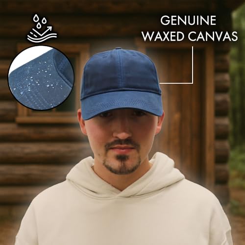 Gritty Bull Waxed Canvas Hat - Adjustable Unstructured Cap for Men & Women, Navy, One Size