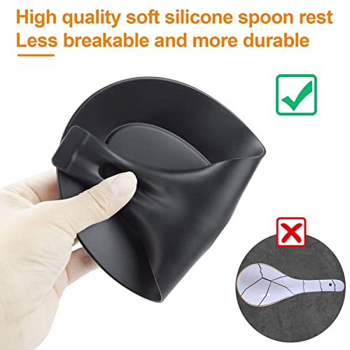Silicone Spoon Rest Set for Stove Top and Kitchen Counter - 3 Pack, Gray