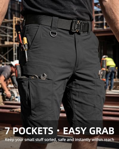 Boonlight Men’s Large Black Quick Dry Cargo Shorts - Breathable Summer Tactical Workwear