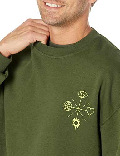Men's Oversized-Fit Crewneck Sweatshirt - Large / Dark Olive