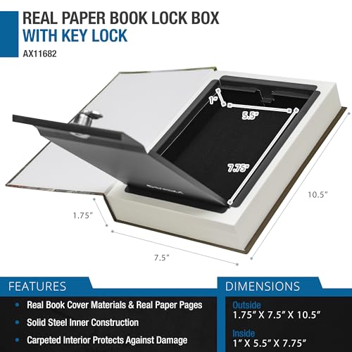 Barska Hidden Book Safe ? Real-Look Pride and Prejudice Diversion Lock Box with Key Lock ? Secret Safe for Home, Office, Travel ? Portable Steel Storage for Cash, Jewelry, Valuables