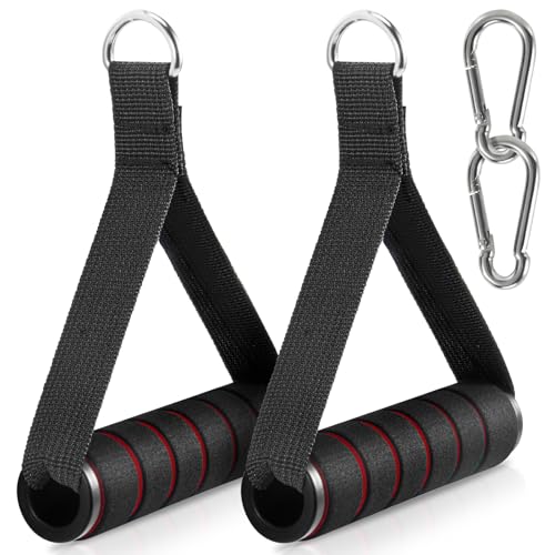 Heavy Duty Exercise Handles for Cable Machines - Black-Red