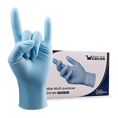 Wostar Nitrile Disposable Gloves Powder & Latex Free 4mil Touch Screen Disposable Non-Sterile Nitrile Exam Gloves