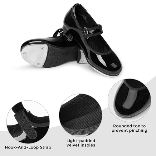 Tap Shoes for Girls & Boys - Easy-Clean, Rounded Toe, Padded Heel