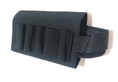 Shotgun Buttstock Shell Holder - 5-Round Elastic Ammo Pouch for 12/20 Gauge