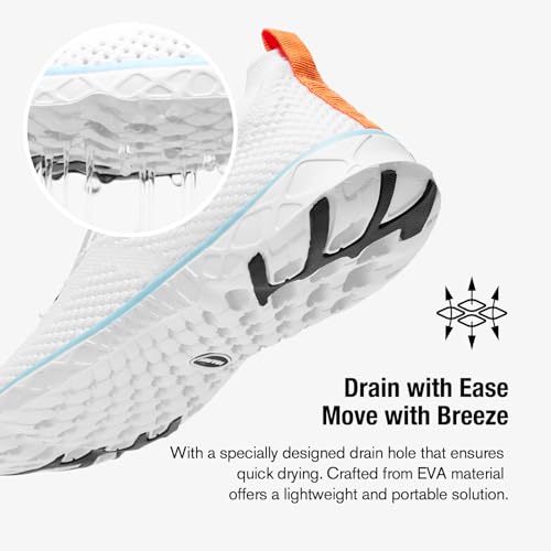 Women's Stylish Water Shoes with Arch Support - White/Aqua