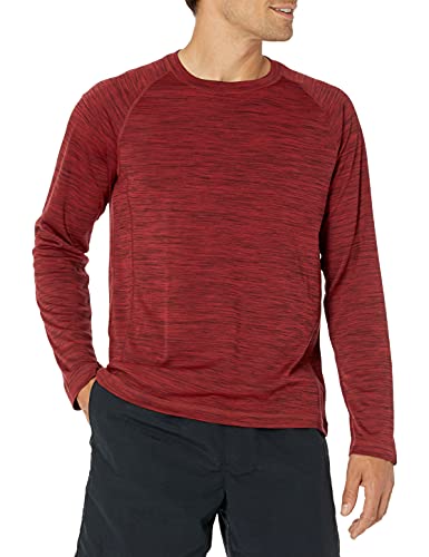 Men's Long-Sleeve Quick-Dry Swim Tee - UPF 50, X-Large Red Heather