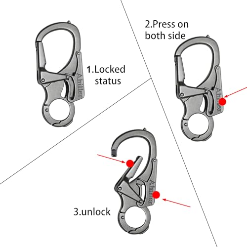 Ahiller Gunmetal Double Lock Carabiner Clip with Tungsten Steel Tip - Outdoor Keychain