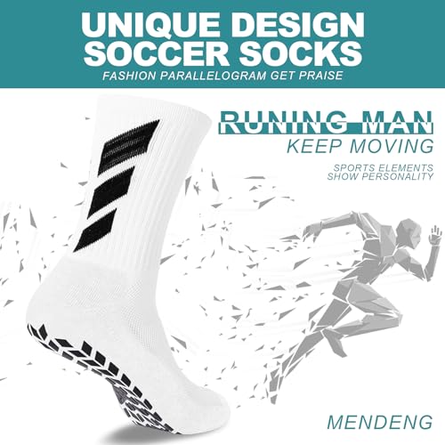Grip Socks for Men - Non-Slip Training & Yoga Socks - 2 Pairs, Black & White