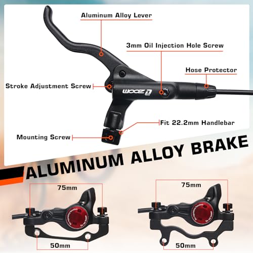 BUCKLOS Hydraulic Disc Brake Set for Mountain Bikes - Left Front & Right Rear