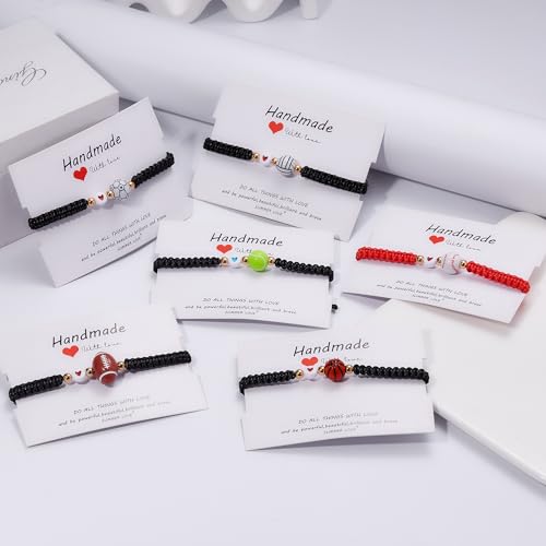 Dainty Adjustable Unisex Soccer Football Rugby Baseball Bracelet - B Rugby