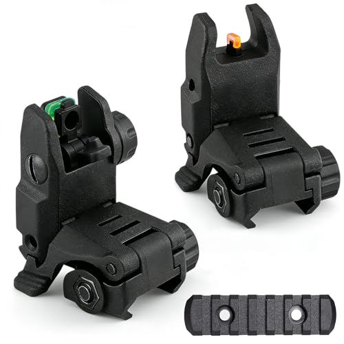 DOPETANE Flip Up Fiber Optic Sights for Rifle - Red & Green Polymer Backup Sights
