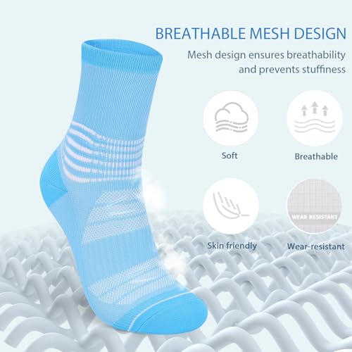 Compression Socks with Ankle Arch Support - 3 Pairs in Pink, Purple, Blue