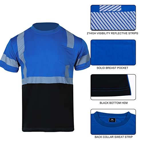 VENDACE 3pcs Safety T Shirts Reflective High Visibility Hi Vis Short Sleeve Construction Work Shirts for Men