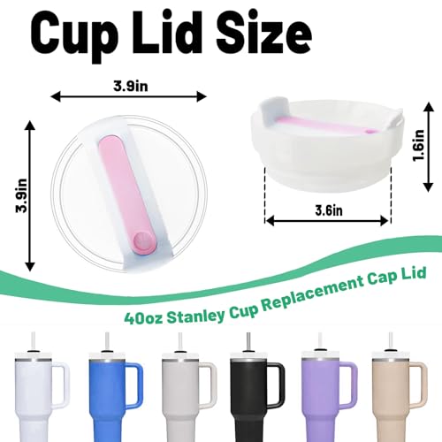 40 Oz Tumbler Replacement Lid - Spill-Proof Straw Cover - Clear Pink