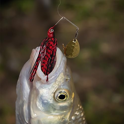 Bass Spinnerbaits 2 Pack (1/8oz) - Double Colorado Blades & Silicone Skirt - 2 Colors