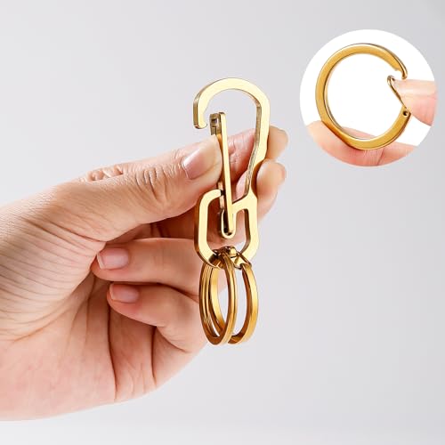 Retractable Carabiner Clip Keychain Set - Gold, Quick Release