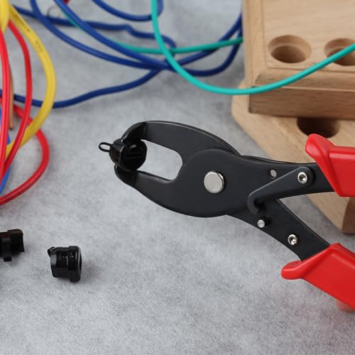 Strain Relief Crimper, Strain Relief Bushing Pliers Anti-Rust Low Carbon Steel Electrical Pliers Power Cable Fasten Wire Cable Tool for Assembly Electrical Strain Relief Bushing Wire Grommet