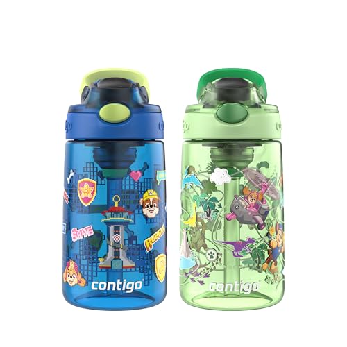 Contigo Aubrey Kids Water Bottle Paw Patrol 14oz Leak-Proof & Spill-Proof, Blue/Green