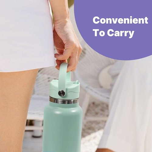 Blue Hydroflask Wide Mouth Dust Cover Lid with Straw for 12-64 oz Water Bottles