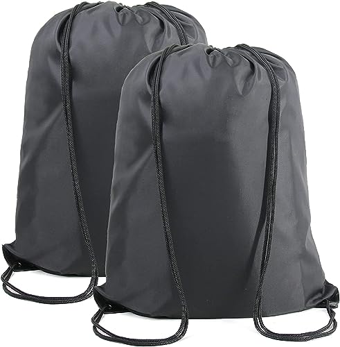 BeeGreen Black Drawstring Backpack Bags Bulk 2 Pack Large Gym Cinch Sack