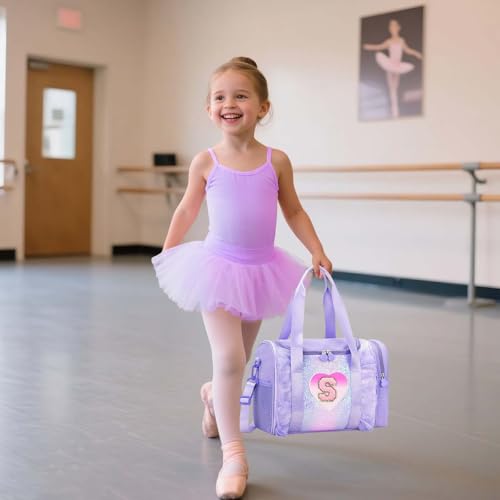 Personalized Girl's Monogram Dance Bag - Light Water-Resistant Oxford Backpack, Purple V, 3-6 Years