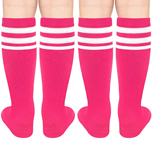 Toddler Soccer Socks for Kids - Youth Baseball & Softball - 3-6 Years - Rose White