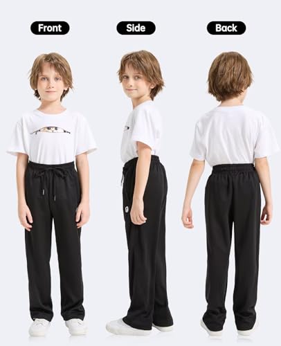OCYMA Boys Sweatpants 5-Pack Athletic Joggers with Zip Pockets - Medium, Black, Gray & Green