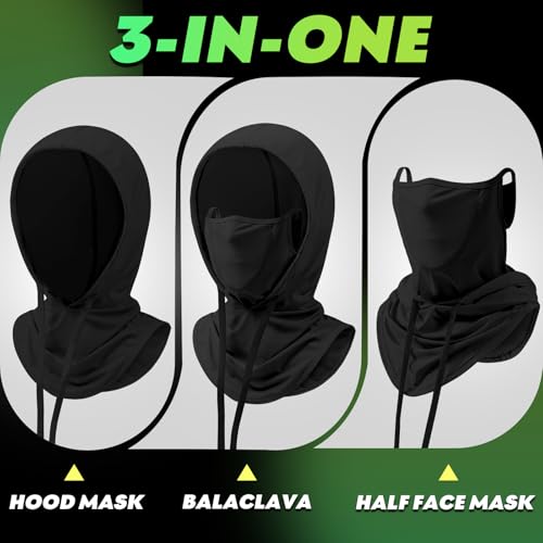 3 in 1 Summer Cooling Balaclava Hood Face Mask - Black