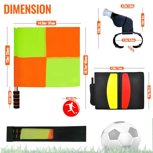 Complete Soccer Referee Kit - Flags, Cards, Whistle & Notebook - Yellow